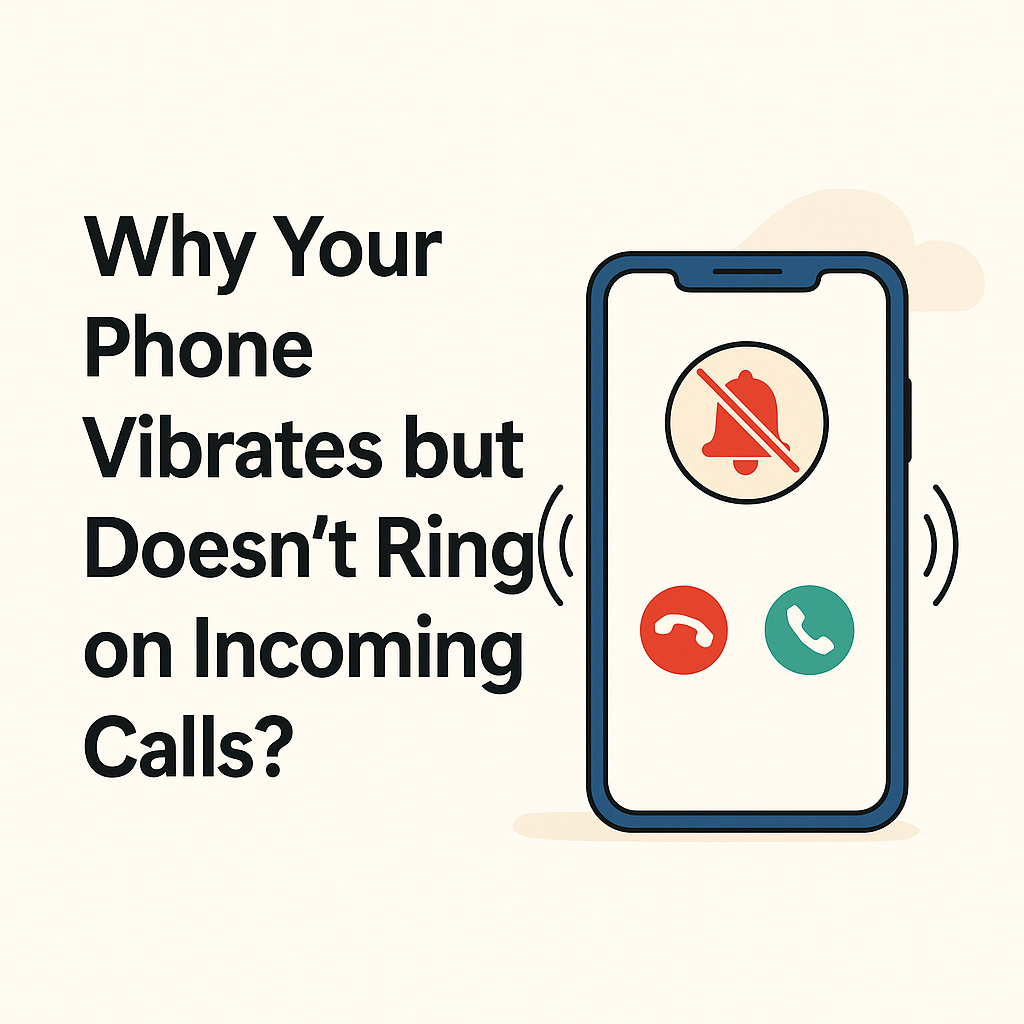 Smartphone vibrating silently with muted bell icon during an incoming call, illustrating phone vibration without ringtone.
